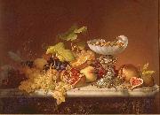 Johann Wilhelm Preyer Sudfruchte mit Milchglasschale in Muschelform painting